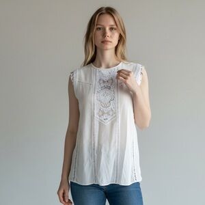 A.L.C White Sleeveless Lace Top. Size 6. NWT🌴